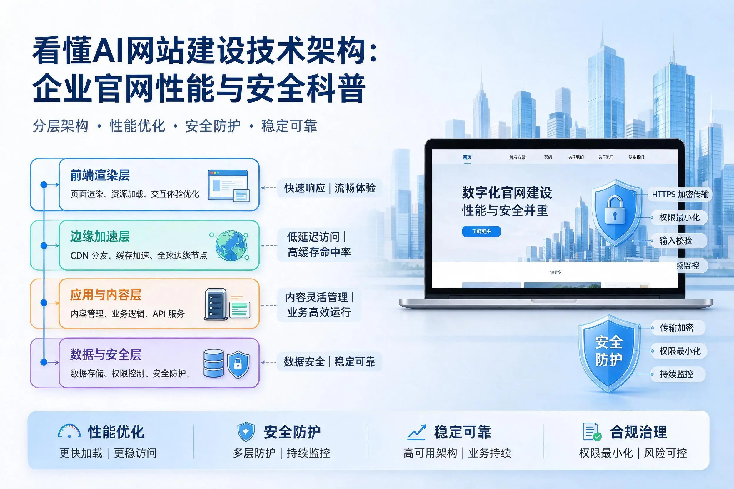 看懂AI网站建设技术架构：晋城企业官网性能与安全科普