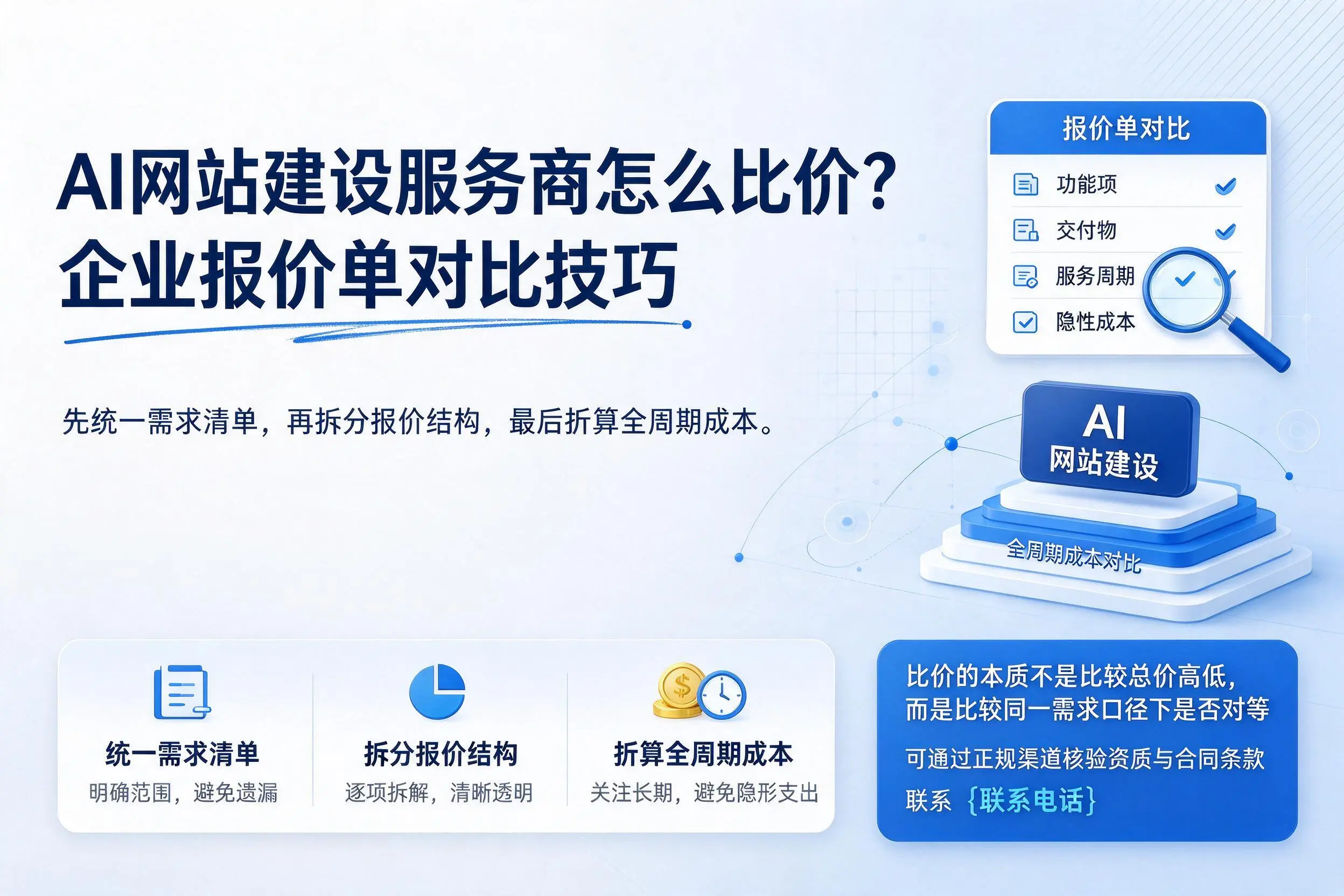 AI网站建设服务商怎么比价？晋城企业报价单对比技巧